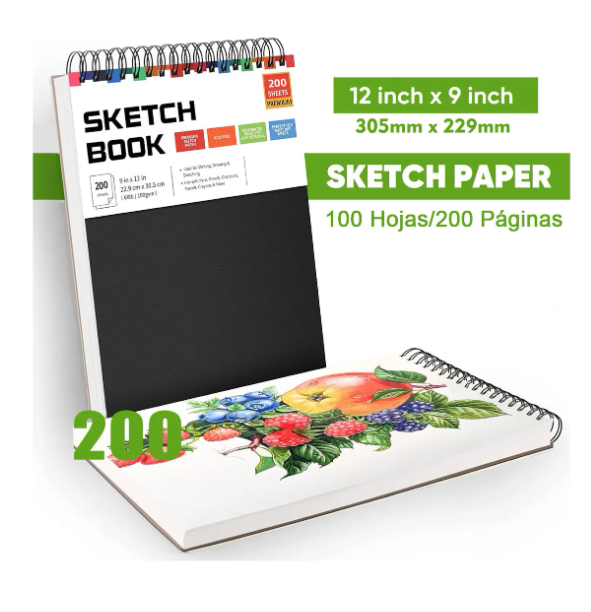 Foto 4 pulgar | Cuaderno A4 De Boceto Y Dibujo 100 Hojas/200 Páginas Blank Xtellar Bloc De Dibujo  Cuaderno De Bocetos 30.5x22.9cm