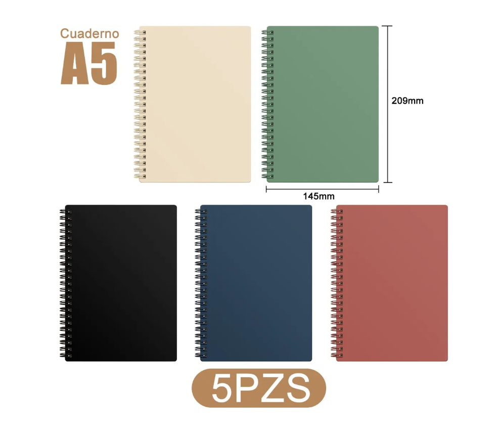 Foto 3 pulgar | 5pzs Libreta Xtellar Pasta Dura Profesional cuaderno En Espiral A5