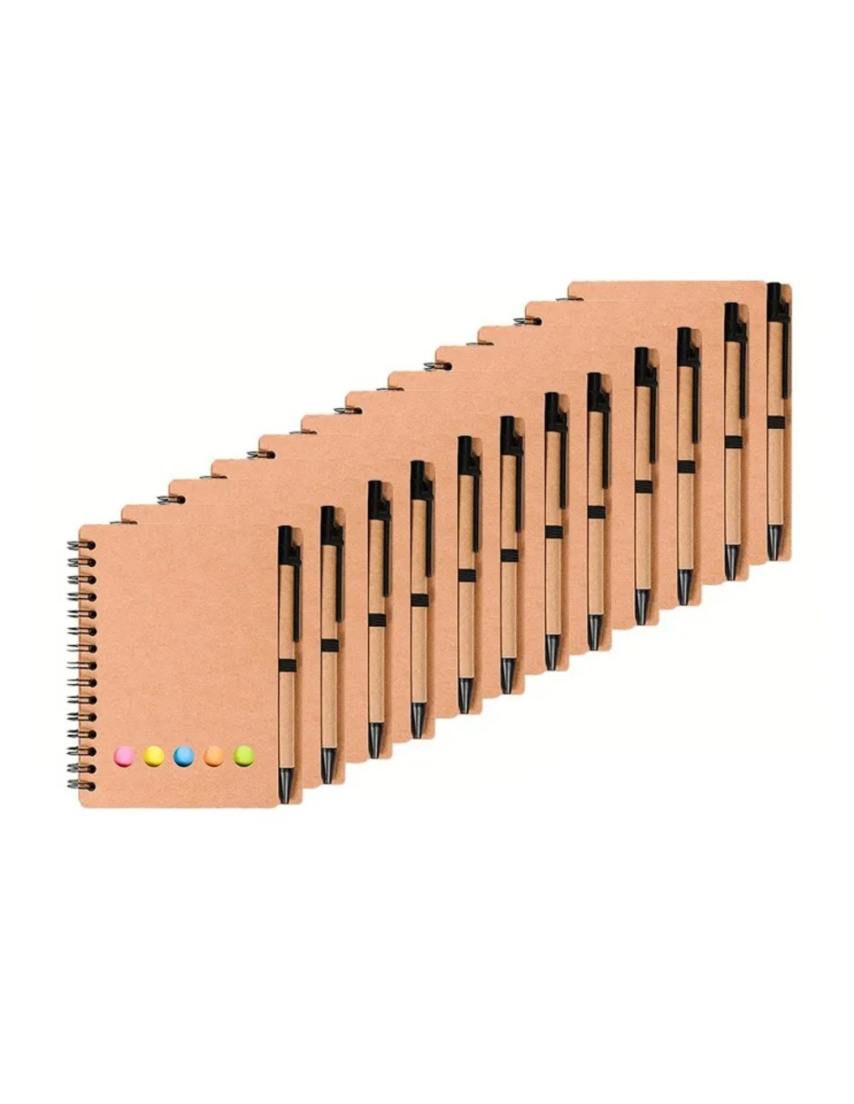 Foto 3 pulgar | Libreta Ecológica Con Notas Adheribles 12 Piezas Marrón + Gratis Termo Güish De Regalo