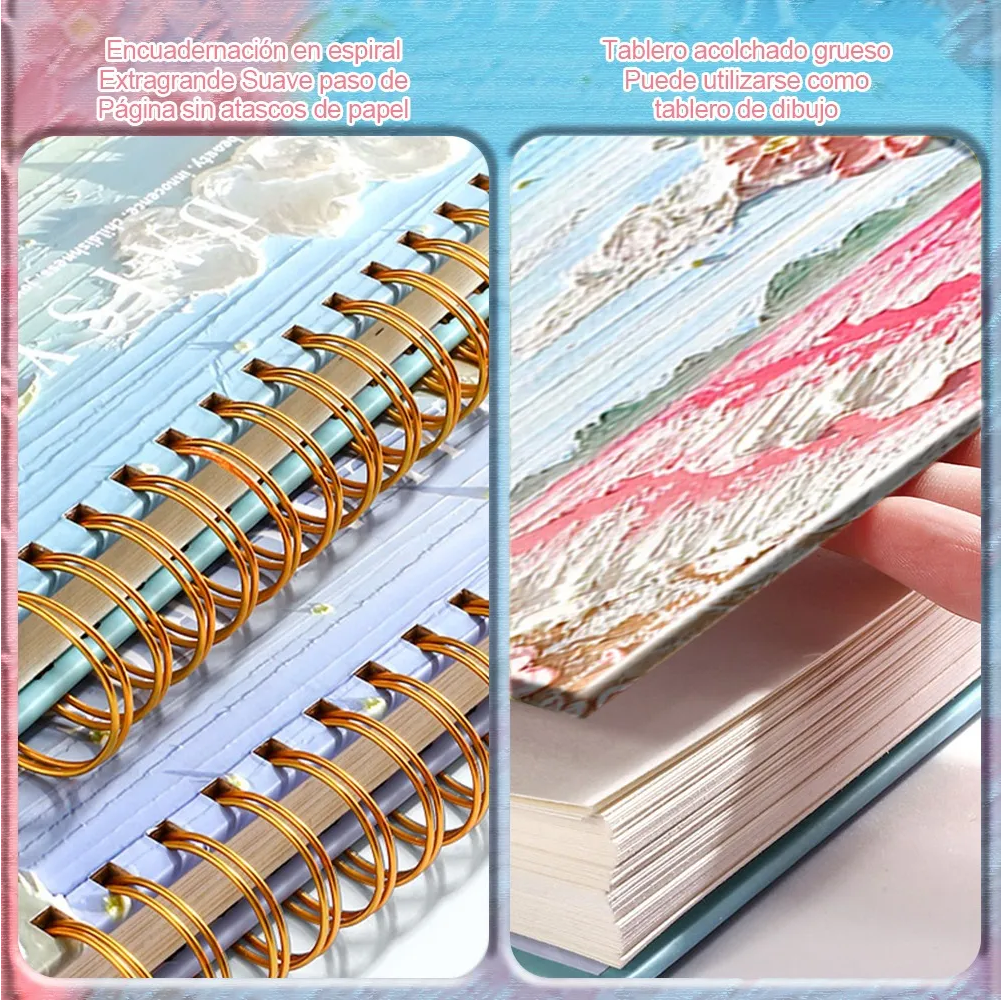 Foto 4 pulgar | 2pcs A4 Cuaderno Belug  De Dibujo 240p Con Lámina Gruesa Rosa Palido