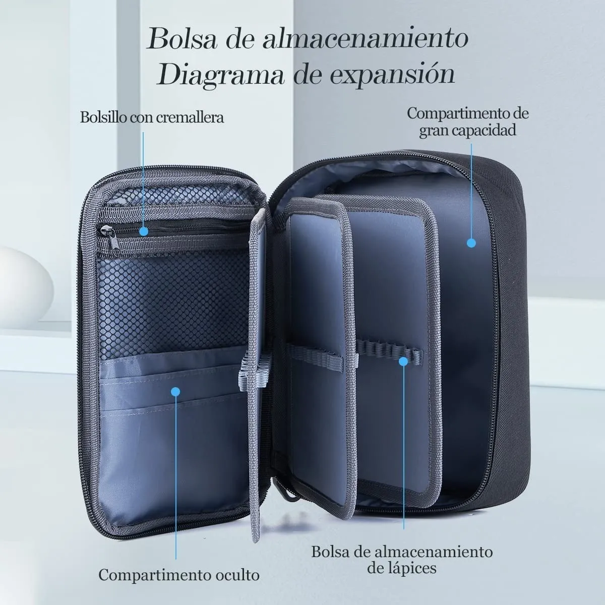 Foto 5 | Lapicera Para Escuela Con 72 Espacios P/lápices Y Más Lab.g Negro