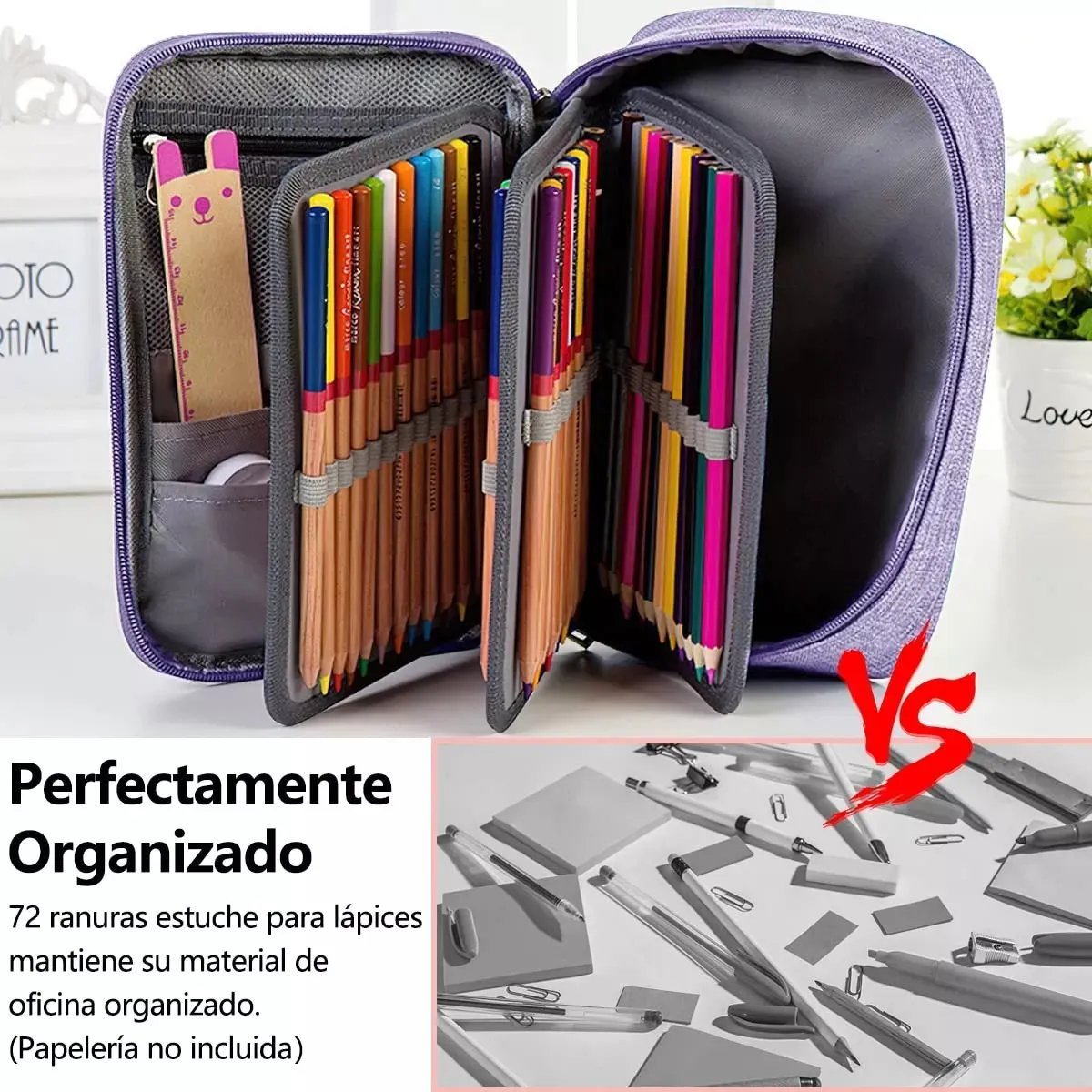 Foto 3 pulgar | Estuche Para Lápices De Gran Capacidad 72 Ranuras De Colores Lab.g Púrpura