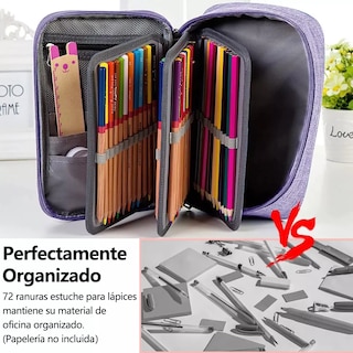 Foto 2 | Estuche Para Lápices De Gran Capacidad 72 Ranuras De Colores Lab.g Púrpura