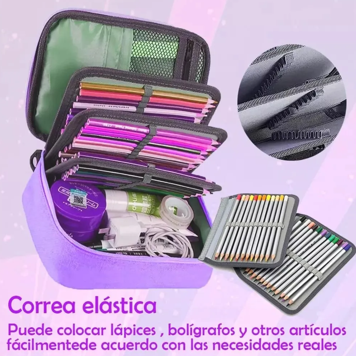 Foto 5 pulgar | Estuche Para Lápices De Gran Capacidad 72 Ranuras De Colores Lab.g Púrpura