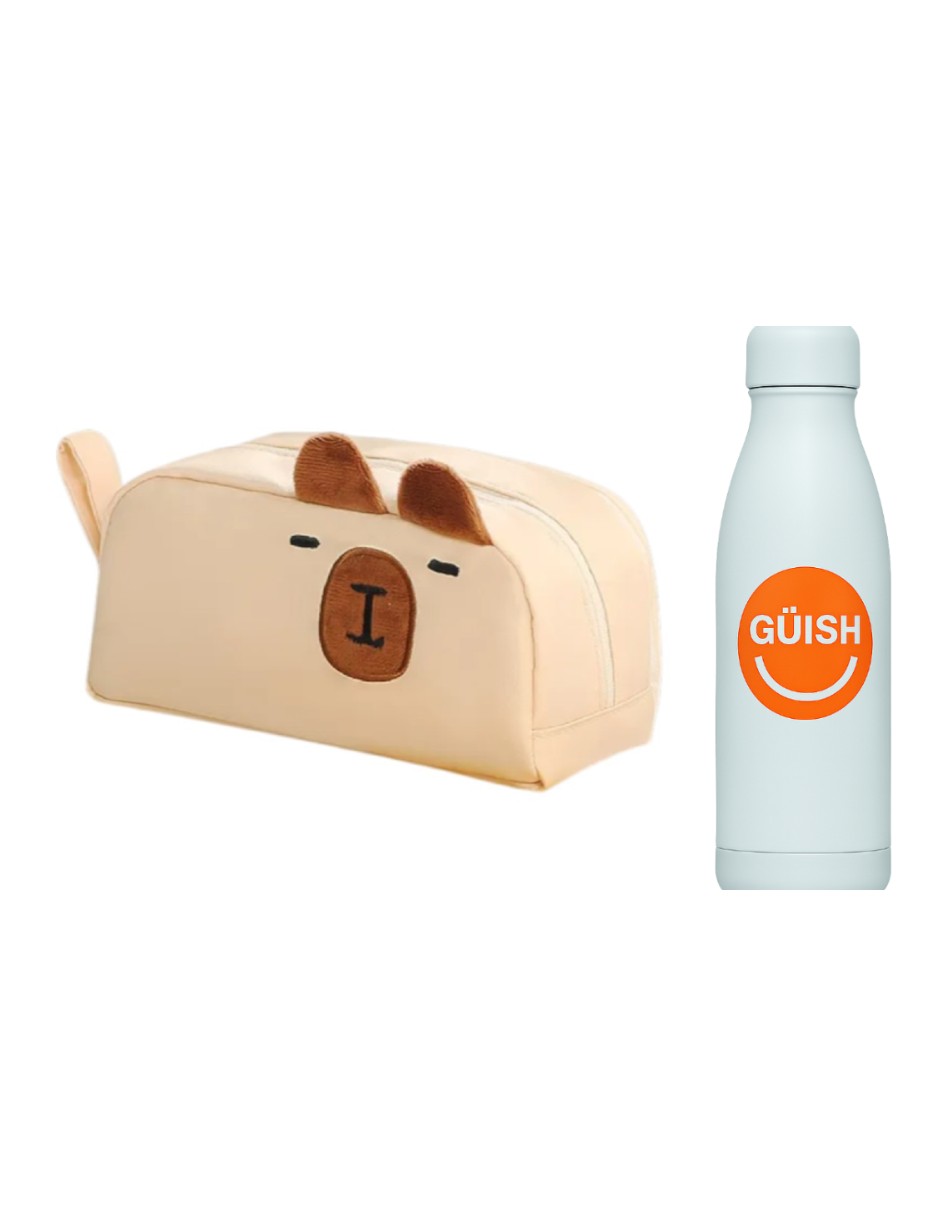 Foto 2 pulgar | Lapicera De Gran Capacidad Estuche Organizador Beige + Gratis Termo Güish De Regalo