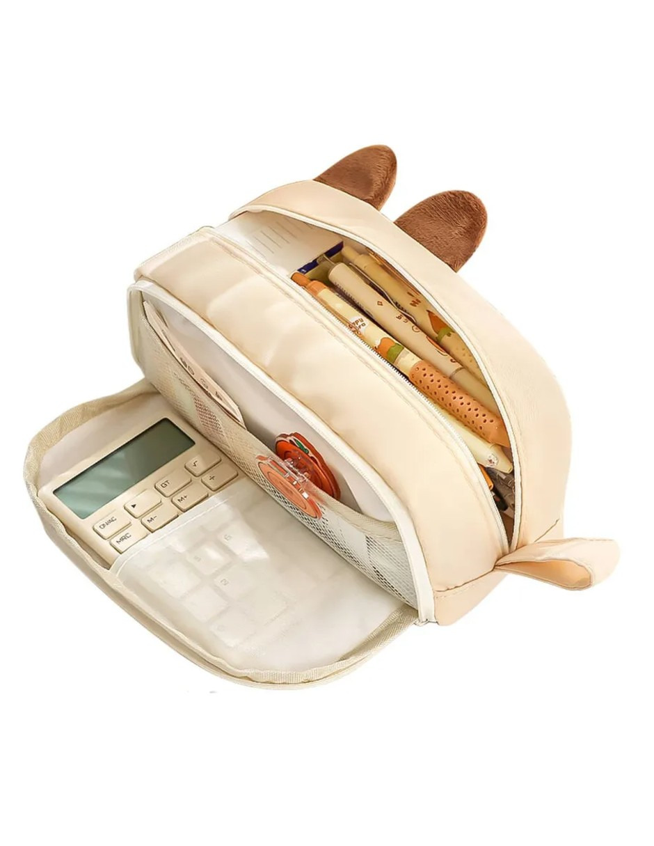 Foto 4 pulgar | Lapicera De Gran Capacidad Estuche Organizador Beige + Gratis Termo Güish De Regalo