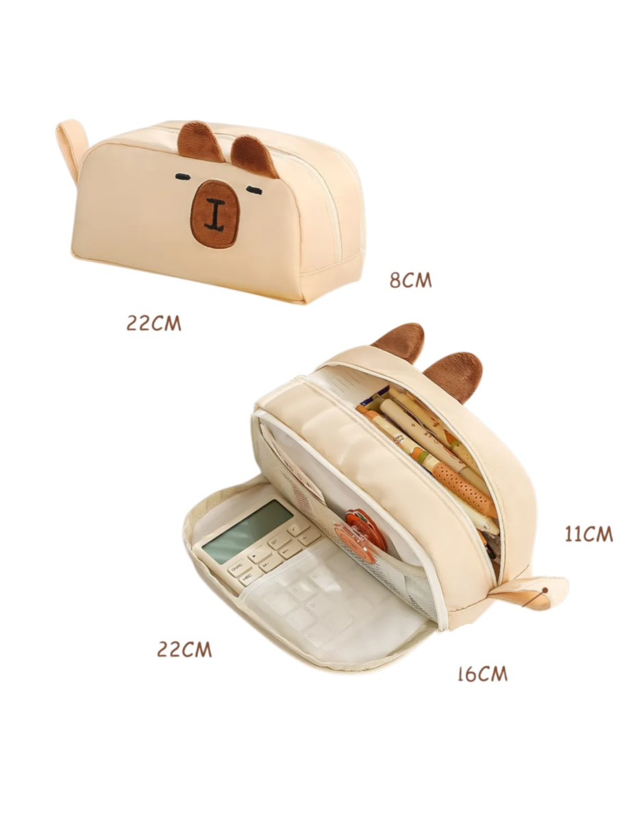 Foto 5 pulgar | Lapicera De Gran Capacidad Estuche Organizador Beige + Gratis Termo Güish De Regalo