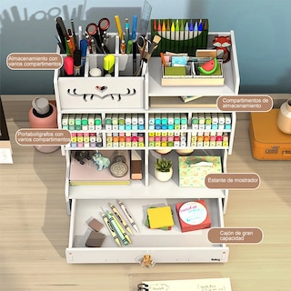 Foto 3 | Estuche Para Lápices Belug Hogar Lapiceras Organizador C /cajones Blanco