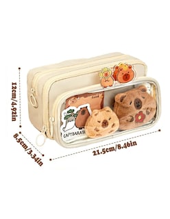 Foto 3 | Estuches Escolares Capibara Marrón Claro + Gratis Termo Güish De Regalo