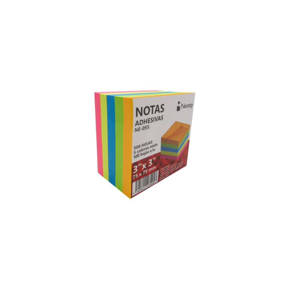 Foto 2 pulgar | Notas Adhesivas Nextep 3x3 Neón 5 Bloques 500 Hojas