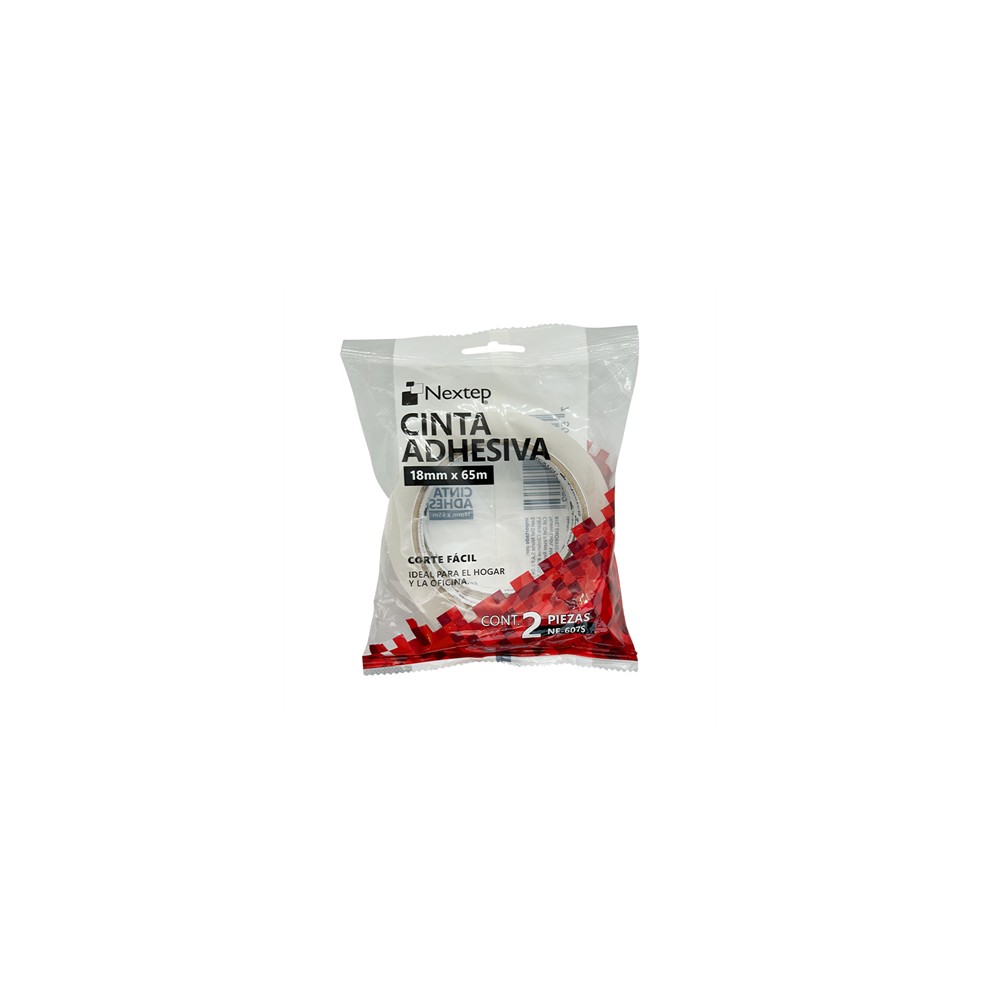 Foto 2 pulgar | Cinta Adhesiva Nextep Corte Fácil 18 mm x 65mts  Blanca  2 Piezas