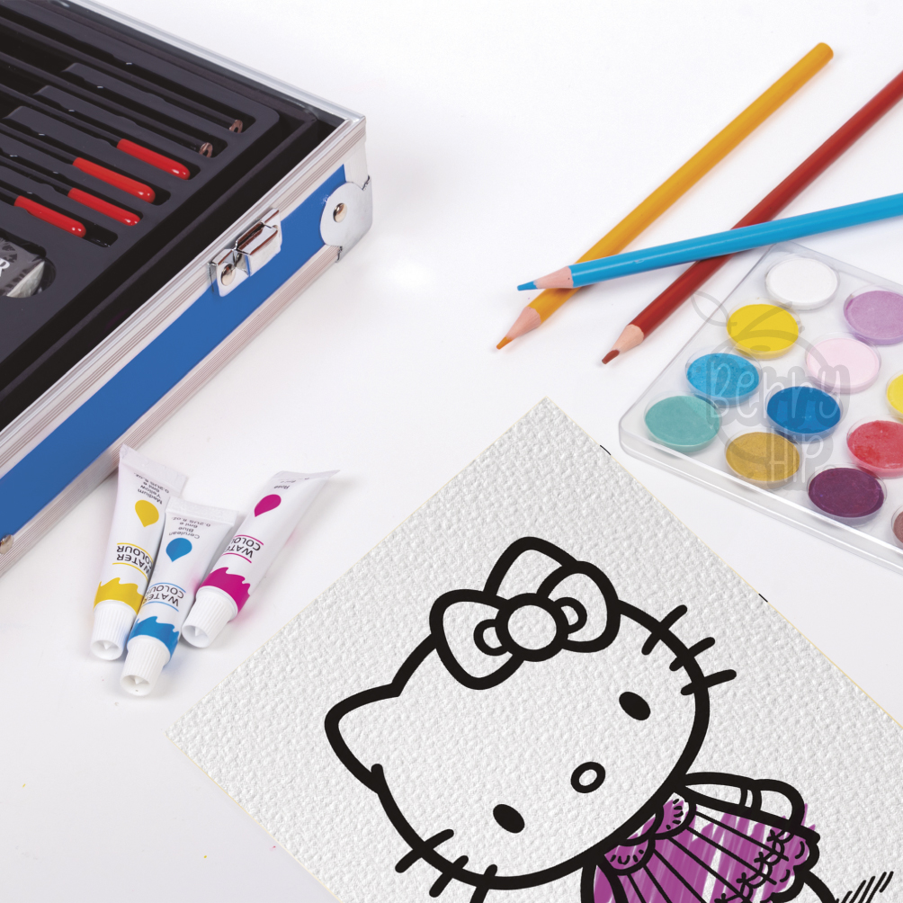 Foto 4 | Berry Hip Set De Arte Profesional Plegable H E Ll O Kitty Con Marcadores, Crayolas Pastel, Acuarelas, Pintura Acrí