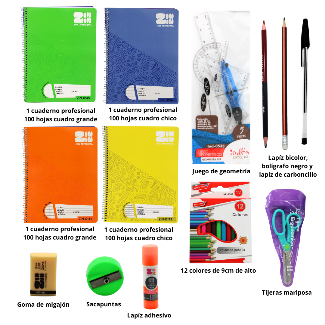 Foto 4 pulgar | Kit Escolar Económico Ideal Para Regreso A Clases Artículos De Útiles Escolares Esenciales Listas Escolares Pr