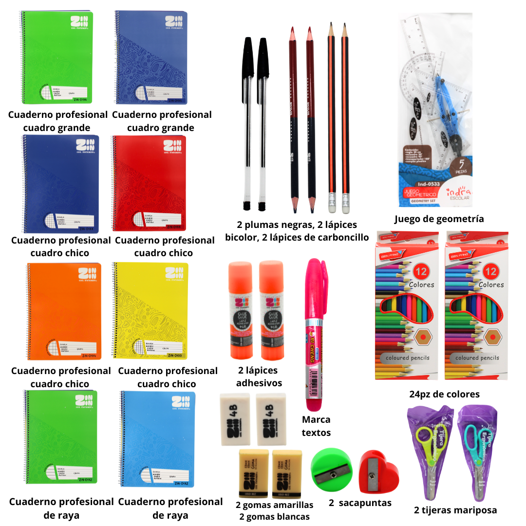 Foto 3 pulgar | Kit Escolar Completo Ideal Para Regreso A Clases Artículos De Útiles Escolares Esenciales Listas Escolares De