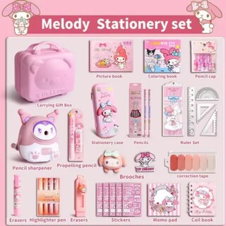 Foto 5 | Kuromi Set De Accesorios Escolares Kawaii 40pz Regreso Clase Rosa