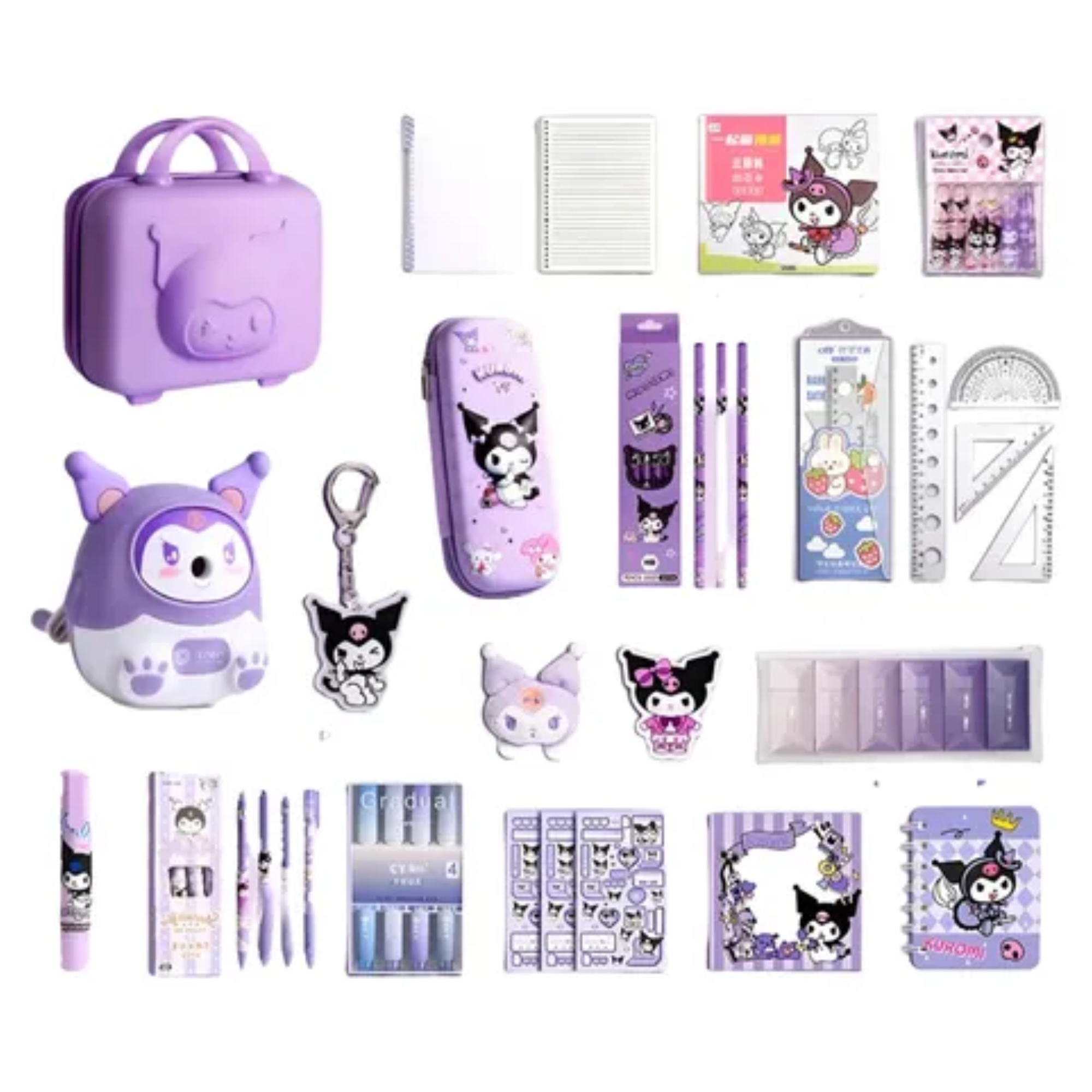 Foto 2 pulgar | Kuromi Set De Accesorios Escolares Kawaii 40pz Regreso Clase Morado