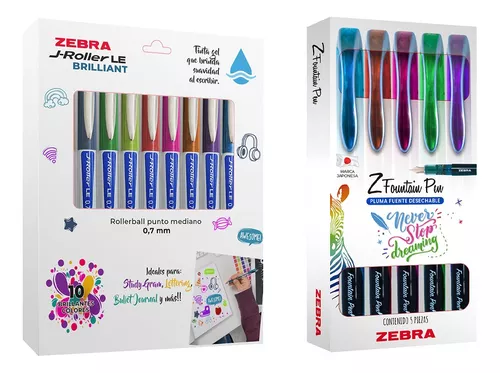 Foto 2 pulgar | Zebra Paquete De Bolígrafos Tinta Gel J-roller Le  0,7 Mm Y Plumas Fuente Z Fountain Colores Surtidos 15 Piezas