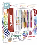 Zebra Creative Set 14 Piezas Incluye Marcadores, Bolígrafos Y Lapicera De Regalo