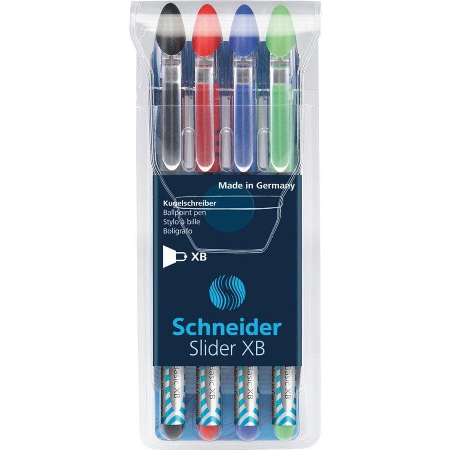 Estuche Slider Basic Con 4 Bolígrafos Colores Básicos Schneider