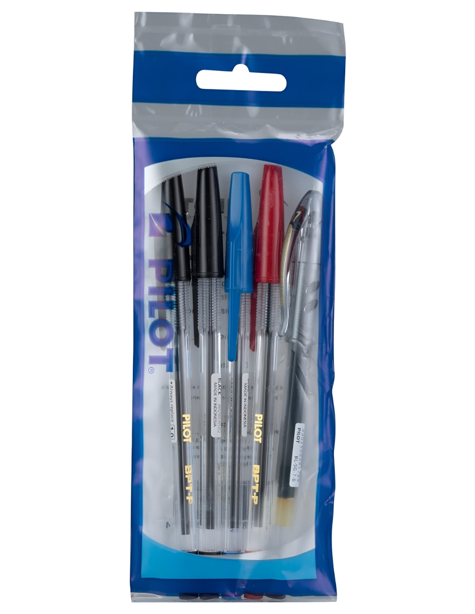 Foto 1 | Paquete De 4 Bolígrafos Pilot Bpt Punto Fino Negro, Rojo Y Azul