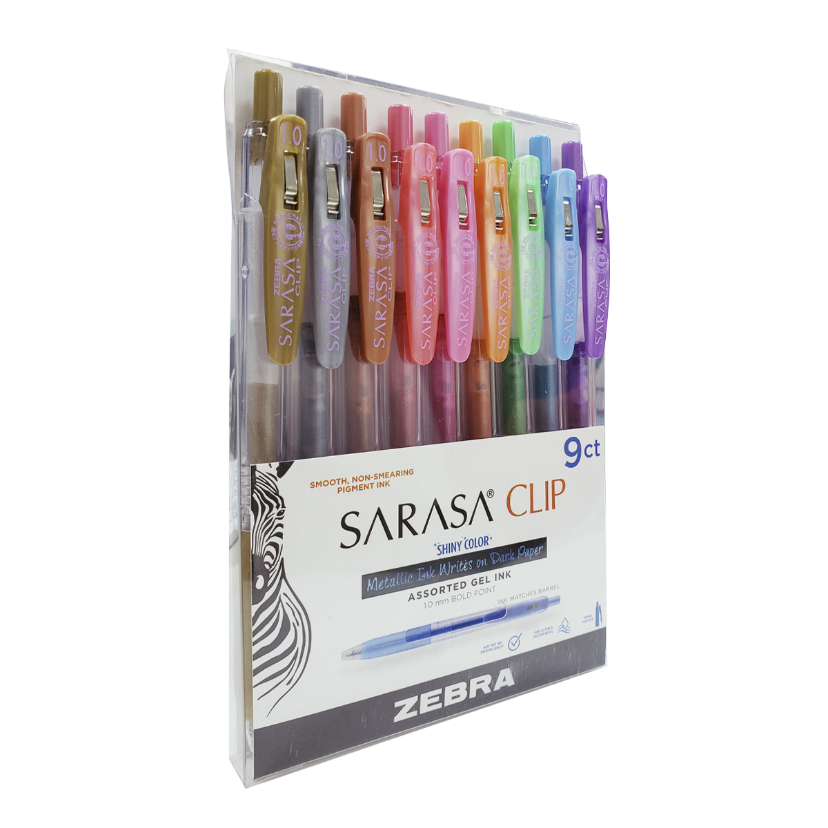 Foto 2 pulgar | Set 9 Bolígrafos Tinta Gel 1.0mm Sarasa Clip Shiny Zebra