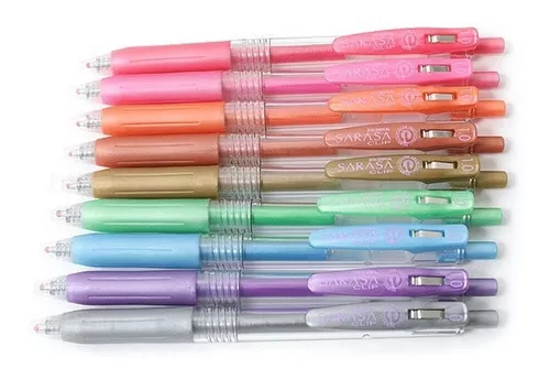 Foto 9 pulgar | Set 9 Bolígrafos Tinta Gel 1.0mm Sarasa Clip Shiny Zebra