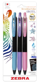 Foto 1 | Zebra Blíster De 3 Bolígrafos De Tinta Gel De 0.5 Mm Sarasa Clip Decoshine Colores Pastel