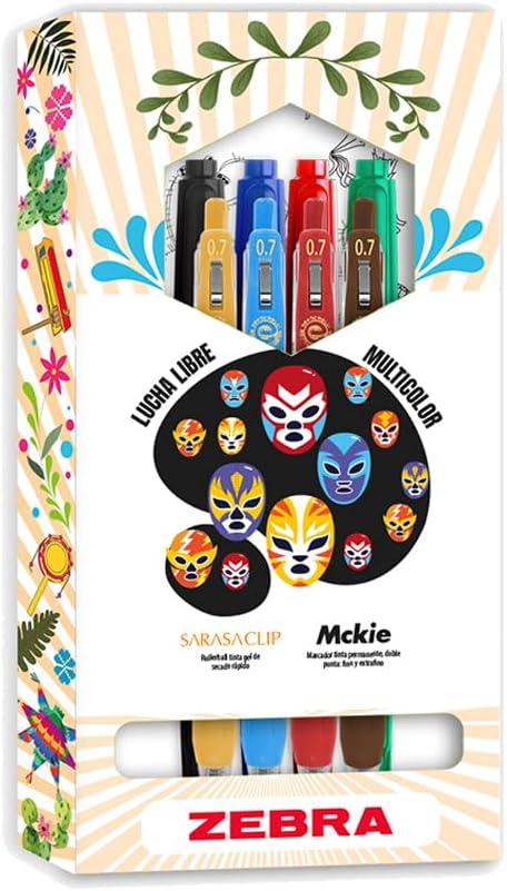 Kit De Bolígrafos Y Marcadores Zebra Mexican Set Lucha Libre Multicolor Colores Surtidos Estuche 8 Piezas