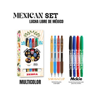 Foto 2 | Kit De Bolígrafos Y Marcadores Zebra Mexican Set Lucha Libre Multicolor Colores Surtidos Estuche 8 Piezas