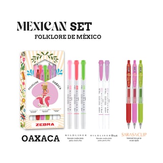 Foto 2 | Kit De Bolígrafos Y Marcadores Zebra Mexican Set Folklore Oaxaca Colores Surtidos Estuche 8 Piezas