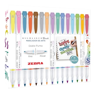 Foto 1 | Marcador Creativo Zebra Mildliner Brush Doble Punta Colores Surtidos Estuche 15 Piezas