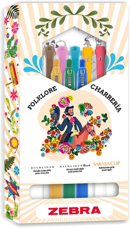 Foto 2 pulgar | Kit De Bolígrafos Y Marcadores Zebra Mexican Set Folklore Charrerías Colores Surtidos Estuche 8 Piezas