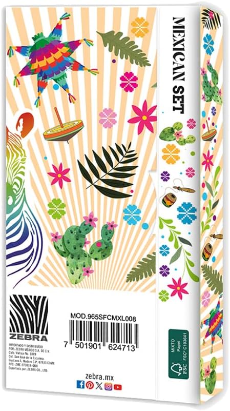 Foto 8 | Kit De Bolígrafos Y Marcadores Zebra Mexican Set Folklore Charrerías Colores Surtidos Estuche 8 Piezas