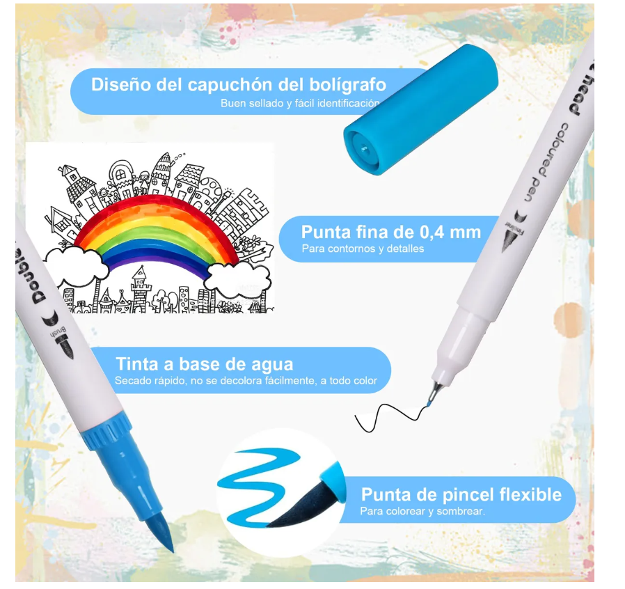 Foto 3 | 60 Colores Marcadores Plumones Punta De Pincel Dual Brush