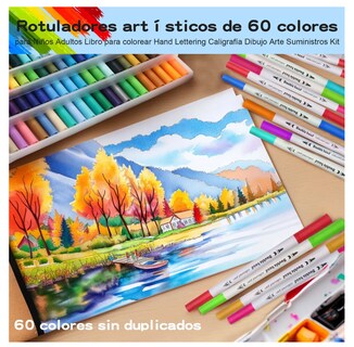 Foto 6 | 60 Colores Marcadores Plumones Punta De Pincel Dual Brush