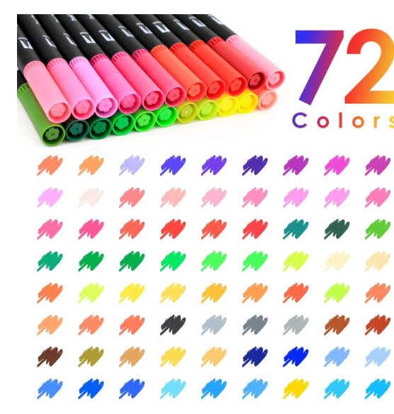 Foto 2 | 72 Colores Plumones Punta De Pincel, Rotuladores De Dibujo Con Doble Punta, 0.4mm, 1-4mm, Rotuladores Acuarelabl