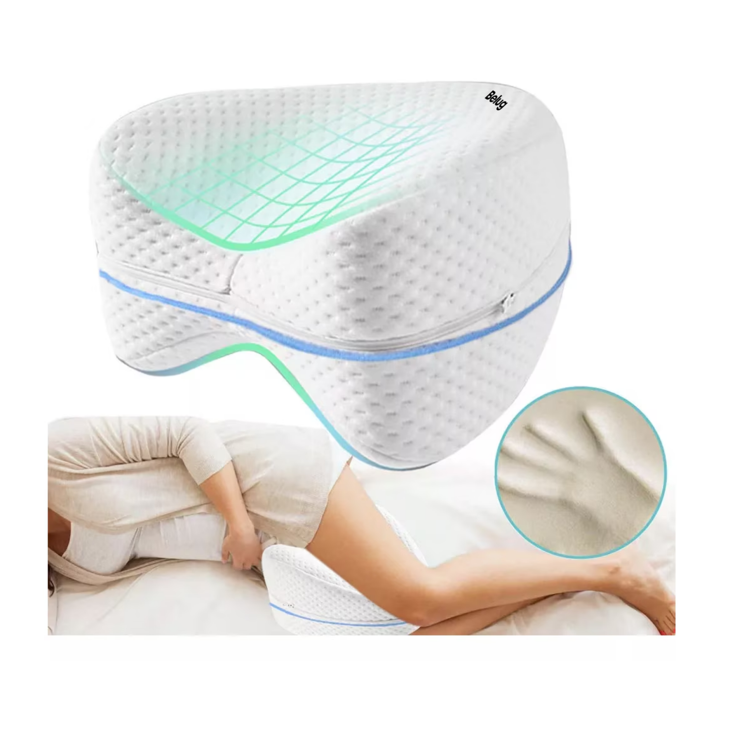 Foto 5 pulgar | Almohada Ortopédica  Belug Curva Ergonómica Piernas Rodillas, Blanco