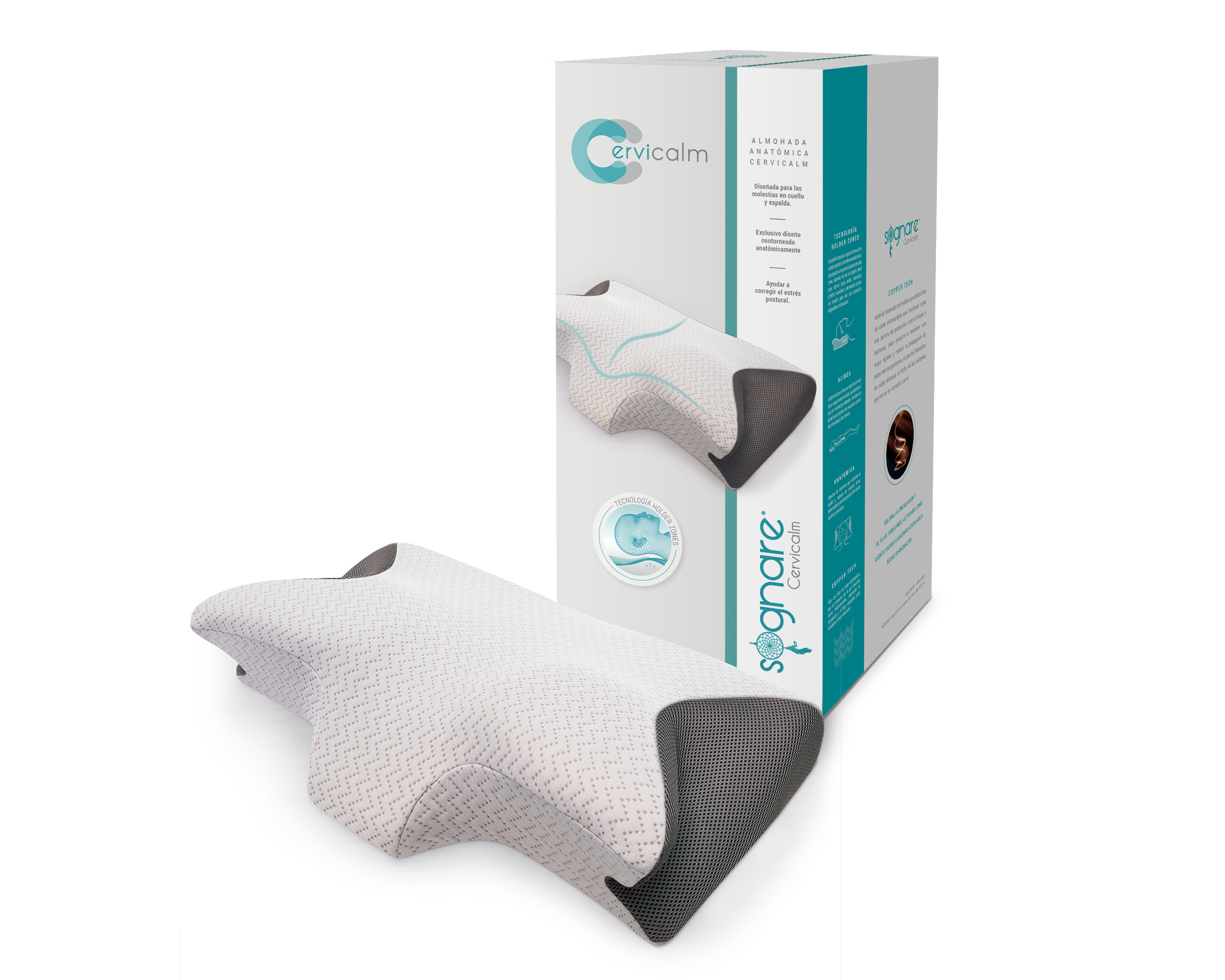 Foto 2 pulgar | Almohada Cervicalm Sognare Blanca Memory Foam