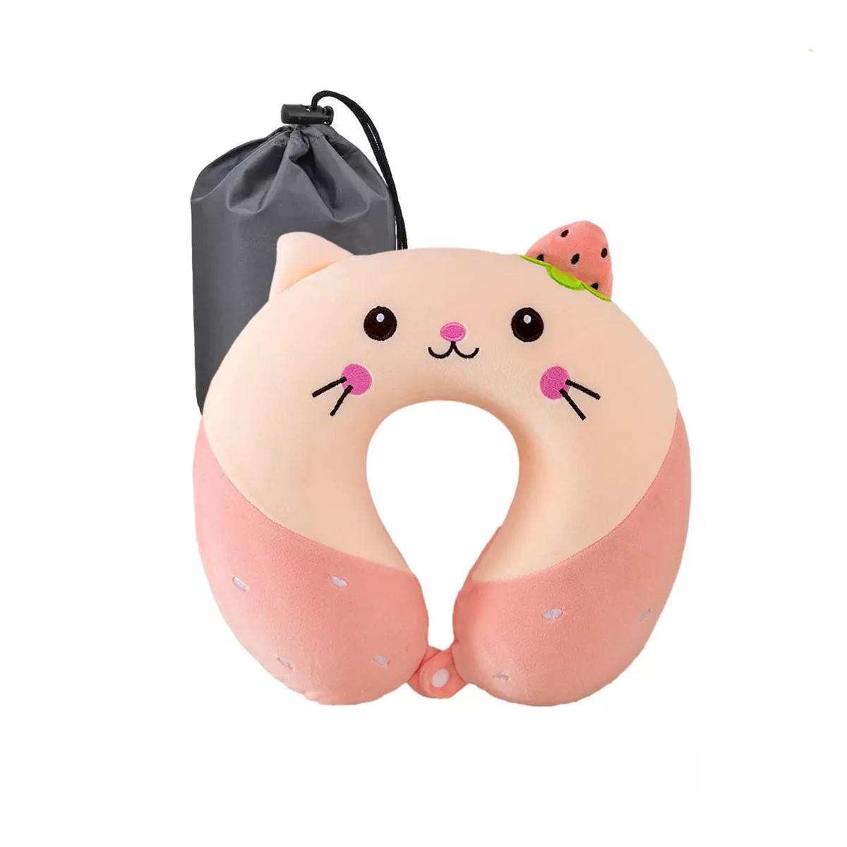 Almohada Para Viaje Cuello Forma De U De Dibujos Animados Rosa