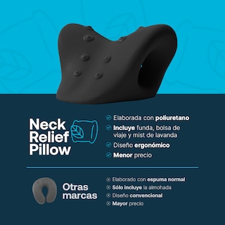 Foto 2 | Almohada Ergonómica Alivio De Cuello Y Hombros. Color Negro. B Life.