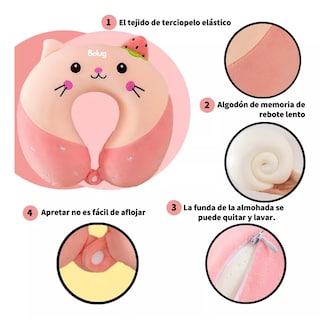 Foto 2 | Almohada Para Viaje Cuello Forma De U De Dibujos Animados, Belug Rosa