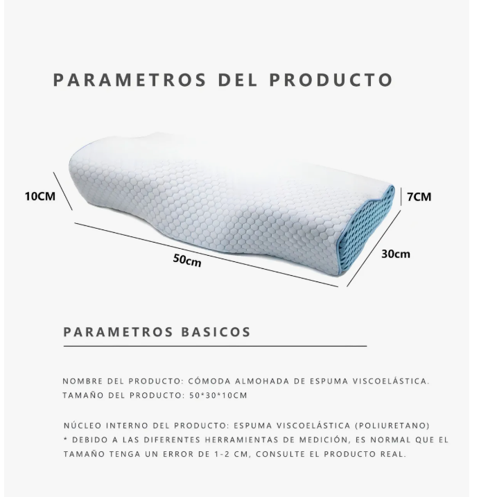 Foto 3 pulgar | Almohada Ortopedica Memory Gel Ajustable Ortopedica Cervical Memory Foam Productos Ortopedicos Espuma Espumador Almuadaz