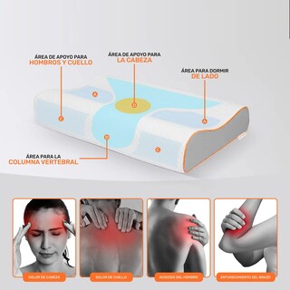 Foto 2 | Almohada Ortopédica Memory Foam Cervical Para Cuello Gel Ajustable Eo Safe Imports Esi-20388 Blanco