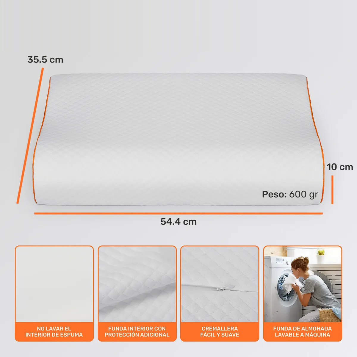 Foto 4 | Almohada Ortopédica Memory Foam Cervical Para Cuello Gel Ajustable Eo Safe Imports Esi-20388 Blanco