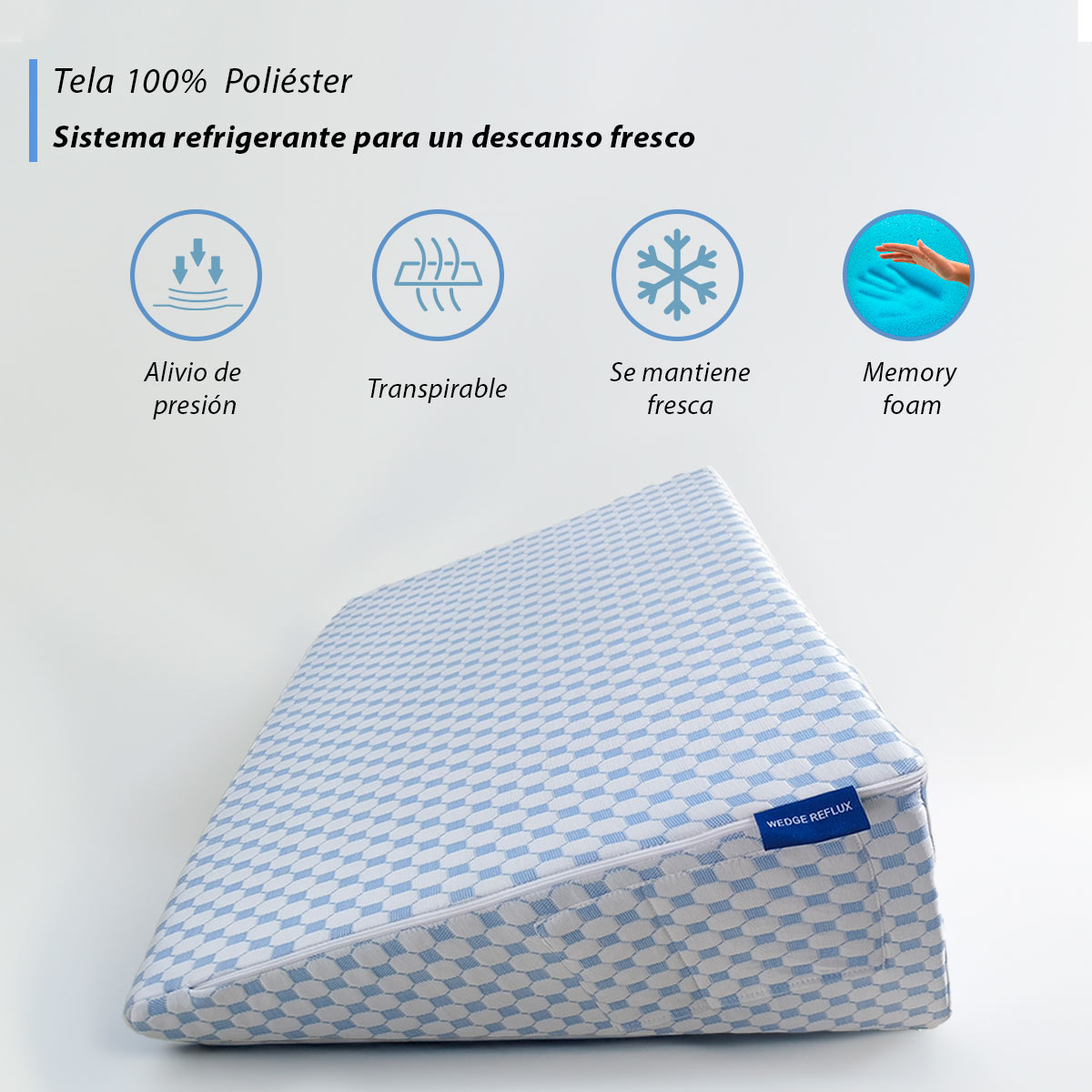 Foto 4 pulgar | Almohada Antireflujo Adulto, Almohada De Cuña Para Dormir | Memory Foam | Almohada Triangular Con 2 Bolsillos P