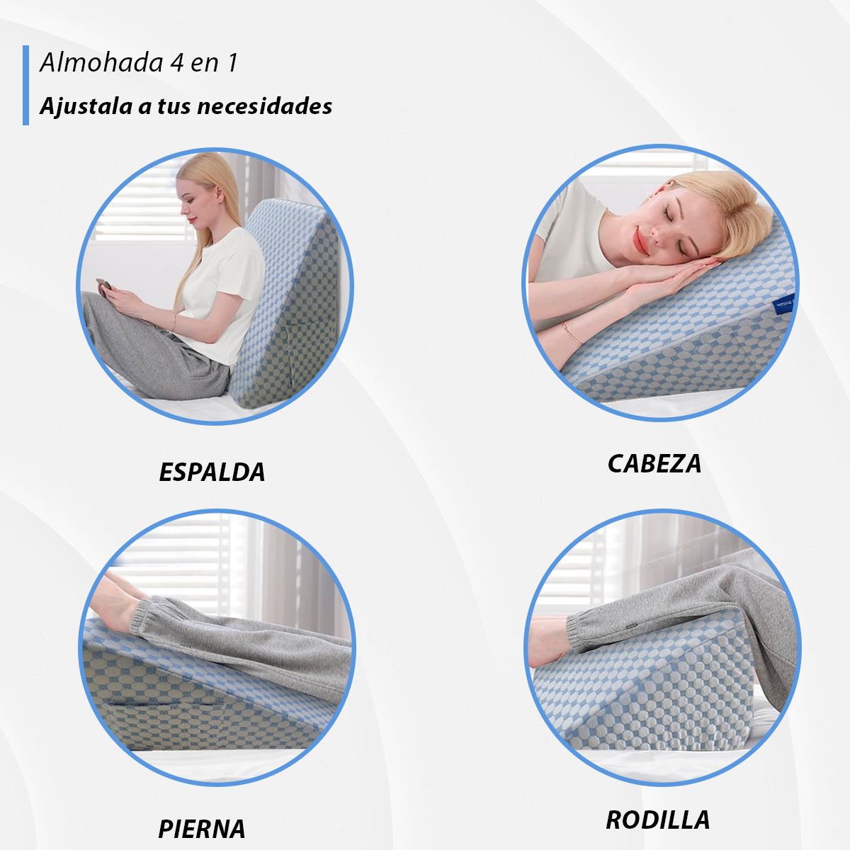 Foto 5 | Almohada Antireflujo Adulto, Almohada De Cuña Para Dormir | Memory Foam | Almohada Triangular Con 2 Bolsillos P