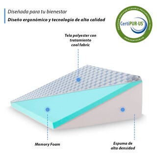 Foto 7 | Almohada Antireflujo Adulto, Almohada De Cuña Para Dormir | Memory Foam | Almohada Triangular Con 2 Bolsillos P