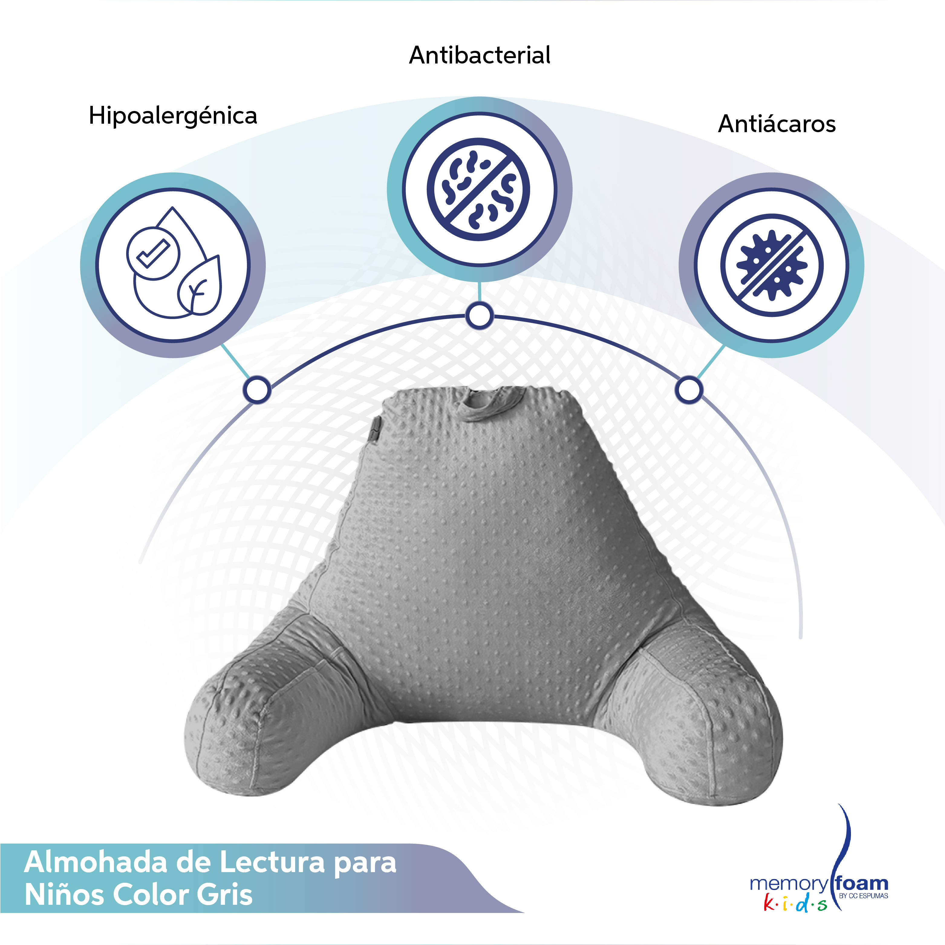 Foto 3 pulgar | Almohada De Lectura Gris Para Niños