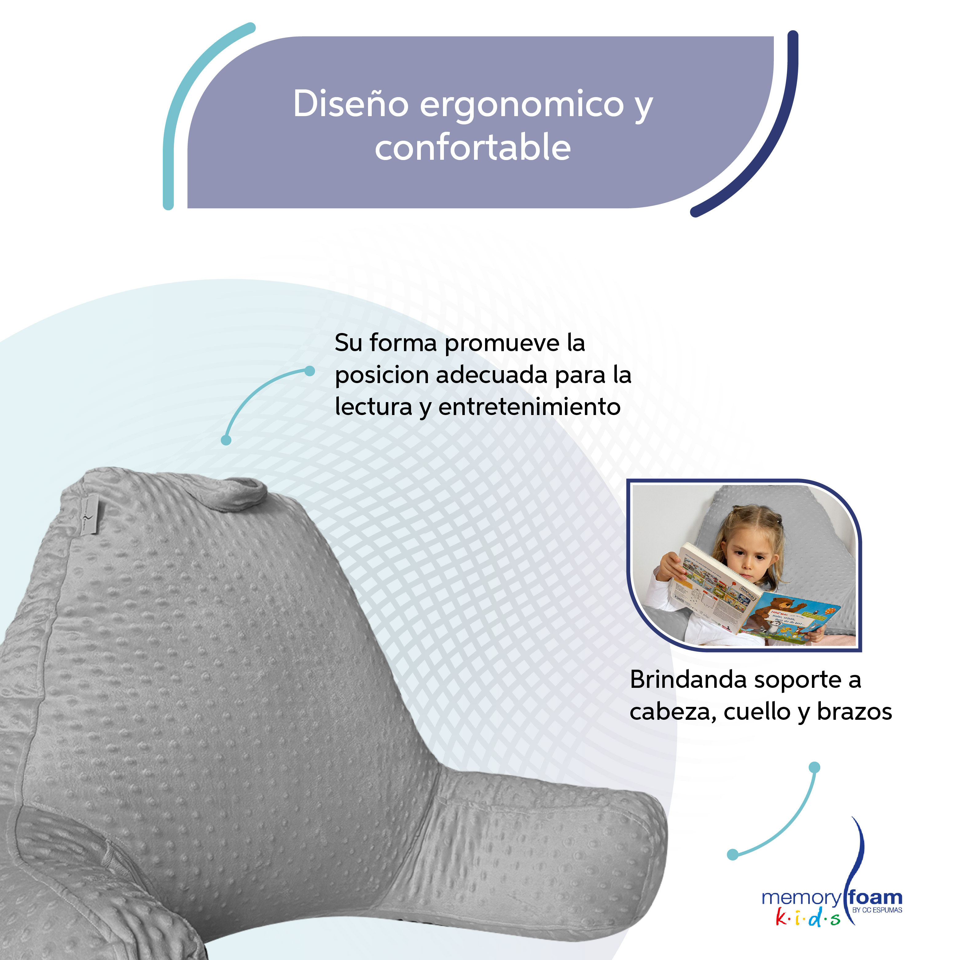 Foto 4 pulgar | Almohada De Lectura Gris Para Niños