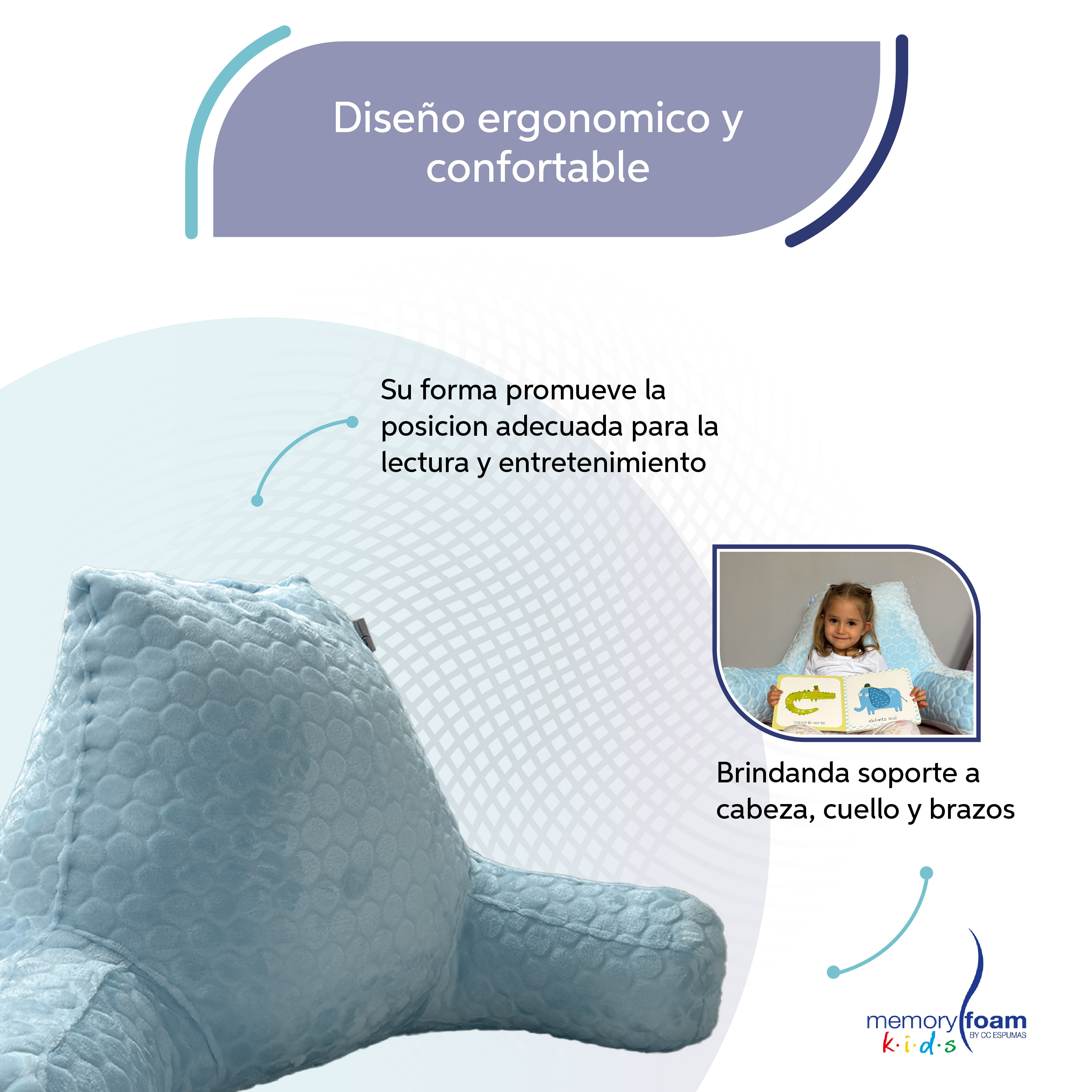 Foto 3 | Almohada De Lectura Azul Para Niños